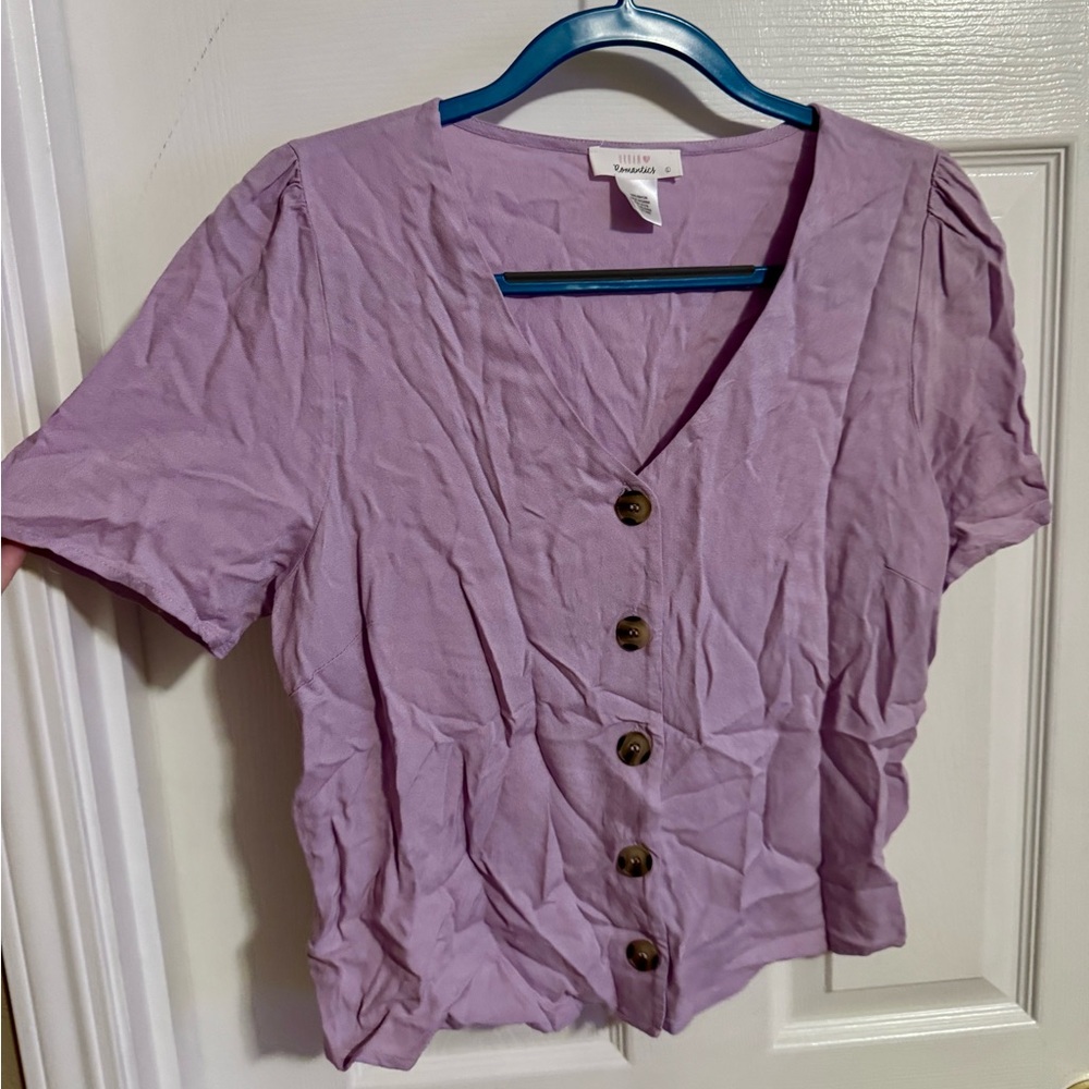 Lavender Button-Front Blouse Top - image 1